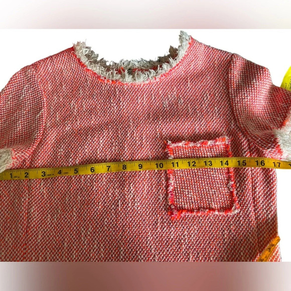 Rebecca Taylor Coral Tweed Fringe Mini Dress Size 2 - Picture 8 of 9